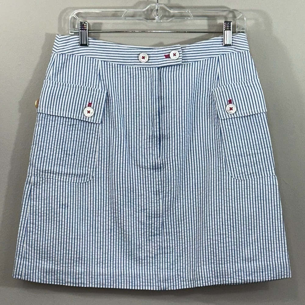J. McLaughlin Striped Mini Skirt with Button Details